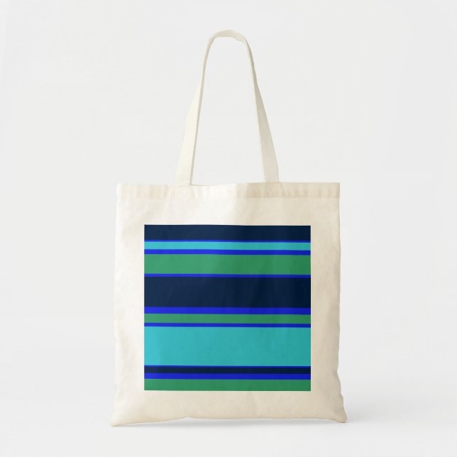 Bolsa Tote Listras azuis e verdes (Frente)