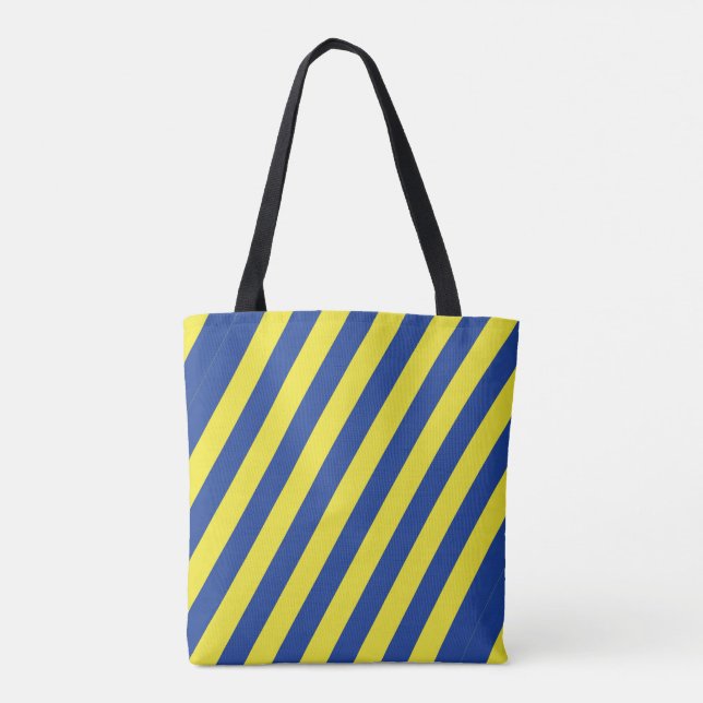 Bolsa Tote Listras Azuis Escuras e Amarelas (Verso)