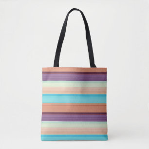 Bolsa Tote Listras azuis marrons fofas 