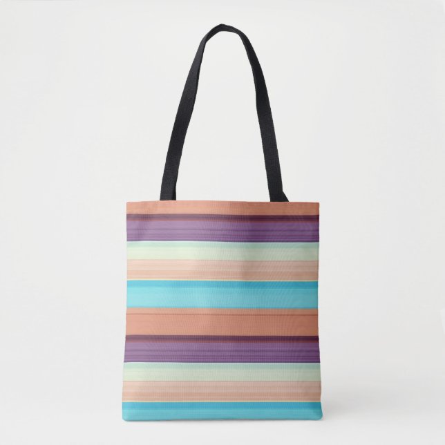 Bolsa Tote Listras azuis marrons fofas  (Frente)