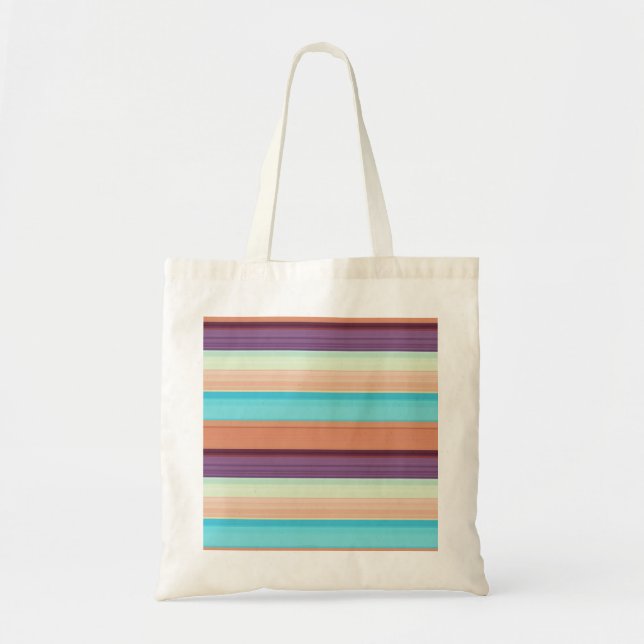 Bolsa Tote Listras azuis marrons fofas  (Frente)