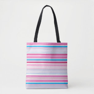 Bolsa Tote Listras azuis rosa fofas