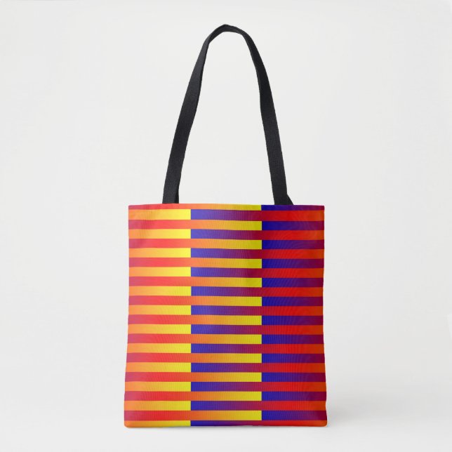 Bolsa Tote Listras Azuis Vermelhas Amarelas (Frente)