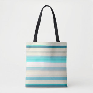 Bolsa Tote Listras brancas aqua fofas