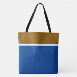 Bolsa Tote Listras Brancas Douradas Modernas em Azul Escuro