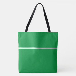 Bolsa Tote Listras Brancas Duplas de Corrida em Verde Kelly B