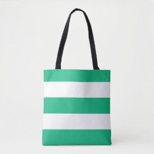 Bolsa Tote Listras brancas e verdes clássicas em um