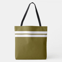 Bolsa Tote Listras Brancas Esportivas Gêmeas em Oliva Dourado