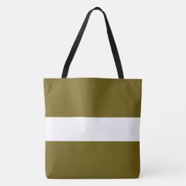 Bolsa Tote Listras Brancas Oliva Douradas Modernas Refinadas 