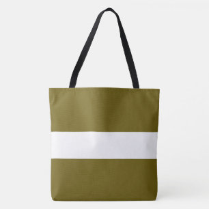 Bolsa Tote Listras Brancas Oliva Douradas Modernas Refinadas