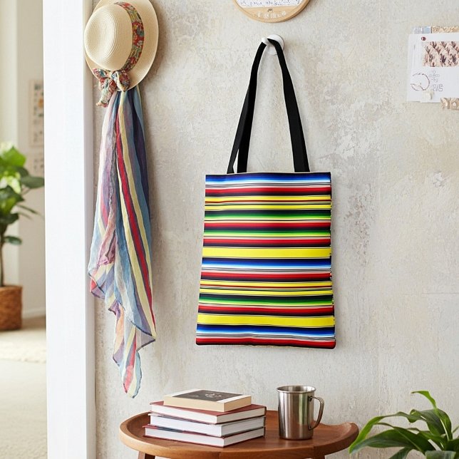 Bolsa Tote Listras brilhantes de serape (Criador carregado)