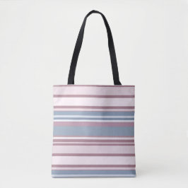 Bolsa Tote Listras Cadete Cinza e Rosa Desaturado