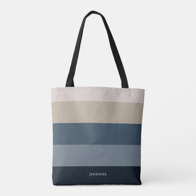 Bolsa Tote Listras Chic Modernas com Monograma (Verso)