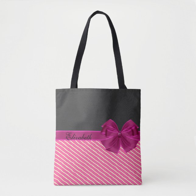Bolsa Tote Listras Chic Moderno Femenino - Personalizado (Frente)