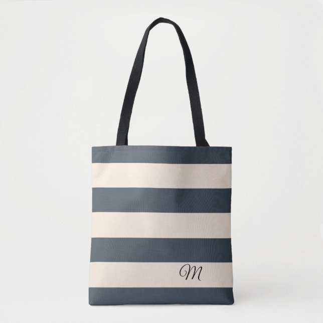 Bolsa Tote Listras Cinza Carvão (Frente)