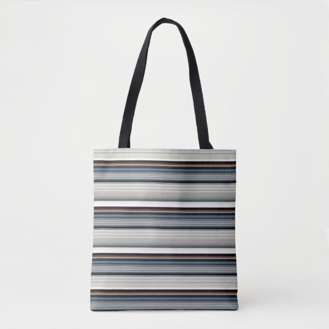 Bolsa Tote Listras cinzas brancas fofas (Frente)