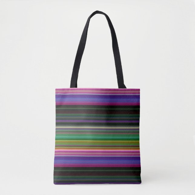 Bolsa Tote Listras coloridas, retrógradas, brancas (Frente)