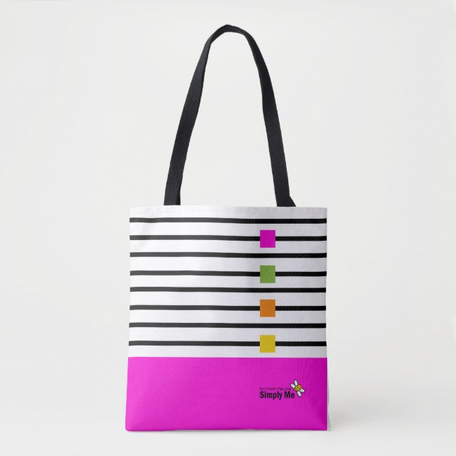 Bolsa Tote Listras Coloridas Rosa (Frente)