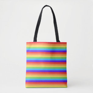 Bolsa Tote Listras Cor de Arco-íris Intensas