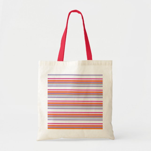 Bolsa Tote Listras cor-de-laranja rosa fofas (Frente)