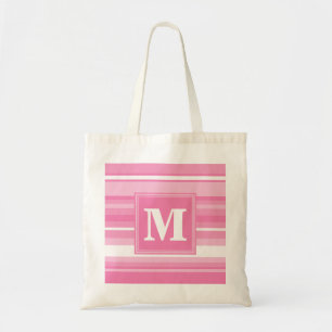 Bolsa Tote Listras cor-de-rosa do monograma