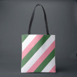 Bolsa Tote Listras cor-de-rosa, verdes e brancas<br><div class="desc">Listras de Diagonal Cor rosa,  Verde e Branco tote o saco Acessório cônico para eventos de irmandade. Por celeste@khoncepts.com #pinkgreenandwhite</div>