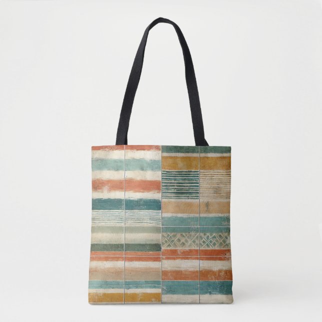 Bolsa Tote listras costeiras lavadas pelo sol (Frente)