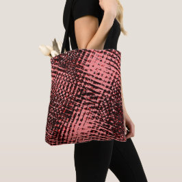 Bolsa Tote Listras cruzadas e manchas de pêssego ou salmão