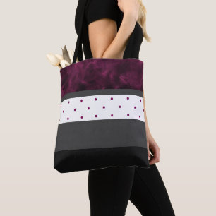 Bolsa Tote Listras das bolinhas do preto do carvão vegetal d