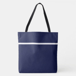 Bolsa Tote Listras de Acento Branco Azul Naval Moderno e Eleg