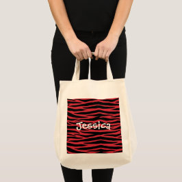Bolsa Tote Listras de Animal Selvagem Zebra Vermel