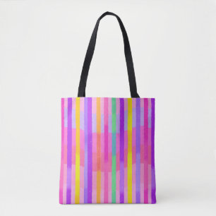 Bolsa Tote Listras de Arco-íris Pastel Fofo