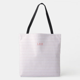 Bolsa Tote Listras de Bege Clássico com Monograma Inicial