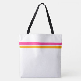 Bolsa Tote Listras de corrida brilhantes rosa laranja em bran