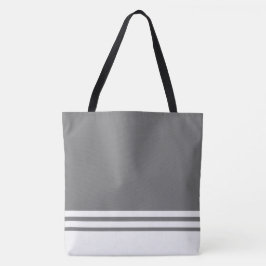 Bolsa Tote Listras de corrida de base cinza médio branco Chic