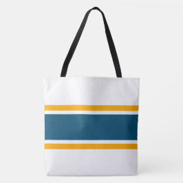 Bolsa Tote Listras de corrida laranja em azul turquesa divert