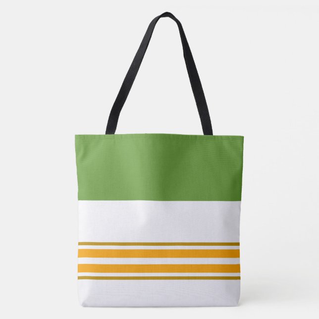 Bolsa Tote Listras de corrida laranja verde primavera moderna (Frente)