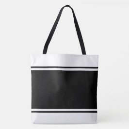 Bolsa Tote Listras de corrida pretas e brancas modernas profi