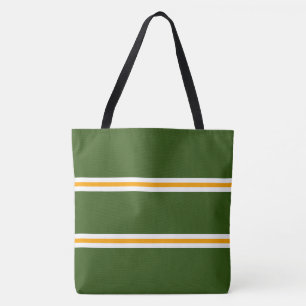 Bolsa Tote Listras de corrida retrô verde laranja branco