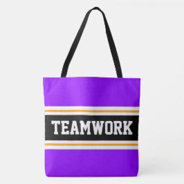 Bolsa Tote Listras de corrida TEAMWORK Esportivo Roxas Pretas