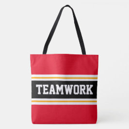 Bolsa Tote Listras de corrida vermelhas pretas brancas despor