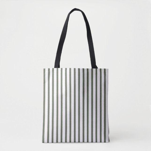 Bolsa Tote Listras de Creme Verde Oliva (Frente)
