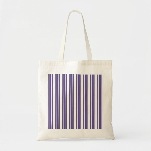 Bolsa Tote Listras de doces ultra-violetas e brancas (Frente)