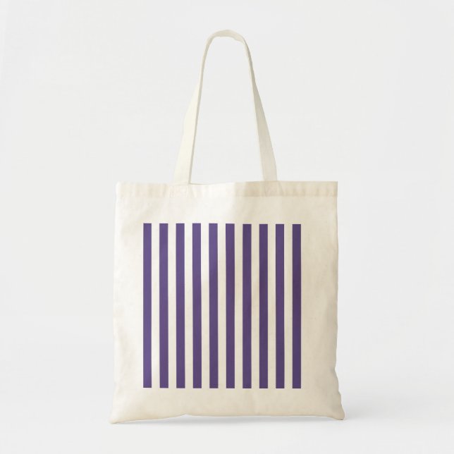 Bolsa Tote Listras de doces ultra-violetas e brancas (Frente)