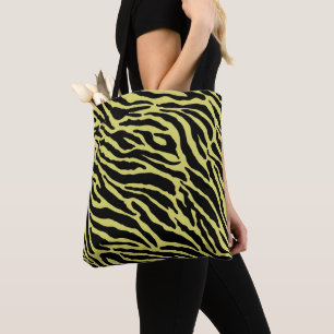 Bolsa Tote Listras de Impressão de Animais Amarelos e Pretos