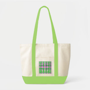 Bolsa Tote Listras de Intertravamento Roxo Verde Preto