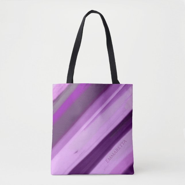 Bolsa Tote Listras de Lavanda Roxa (Frente)