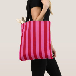 Bolsa Tote Listras de Peppermint Rosa e Vermelho
