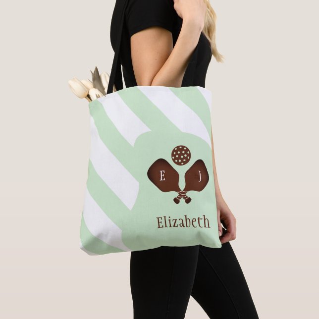 Bolsa Tote Listras de Pickleball Elegante (Close Up)