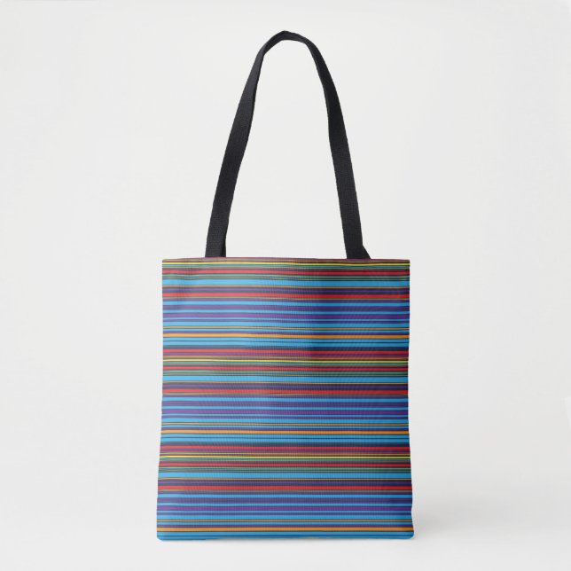 Bolsa Tote Listras de violeta azul-brancas (Frente)